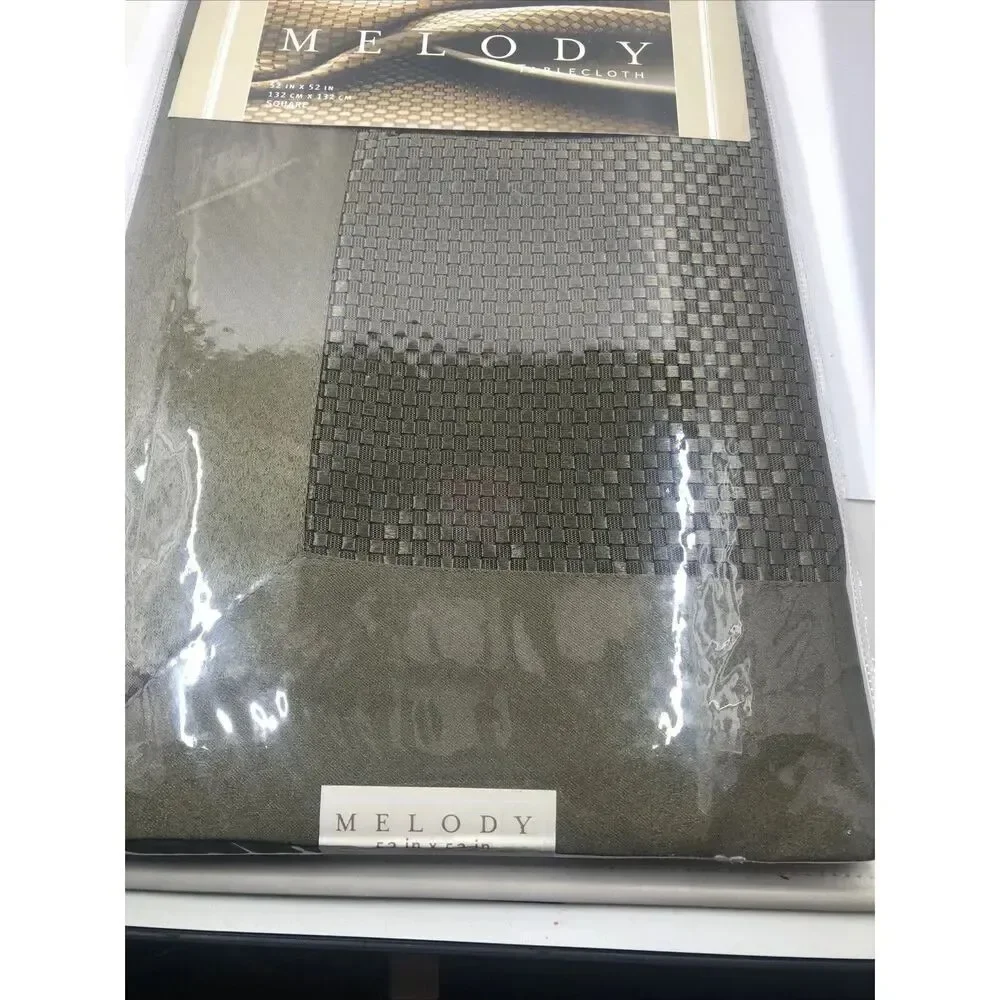 Melody Sage/Green Square Tablecloth 52”x52” VTG New